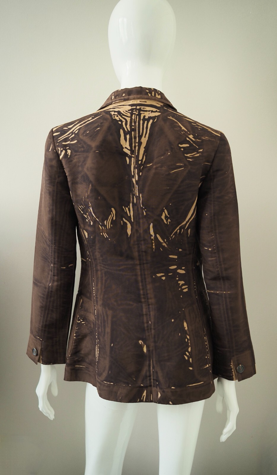 PRADA vintage acid bleached brown silk blazer jacket rare IT42 UK10 image 9