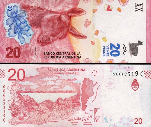 Argentina 20 Pesos 2017, UNC, 5 Pcs LOT, P-361, Suffix B - Picture 2 of 4