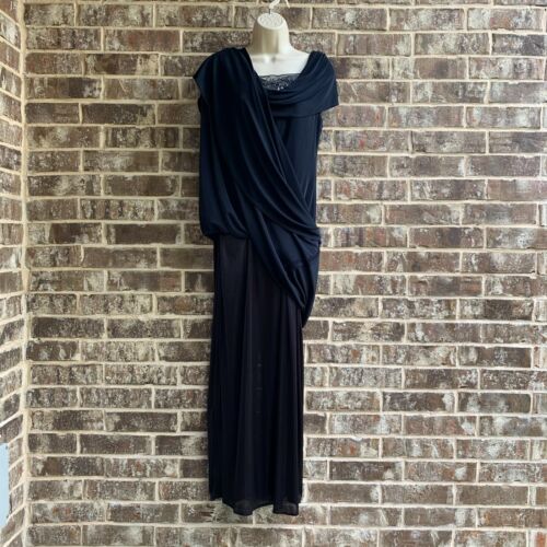 Maxi Vestido Para Mujer Patra Escote Bordado Transparente Azul Marino Talla 12 - Imagen 7 de 12
