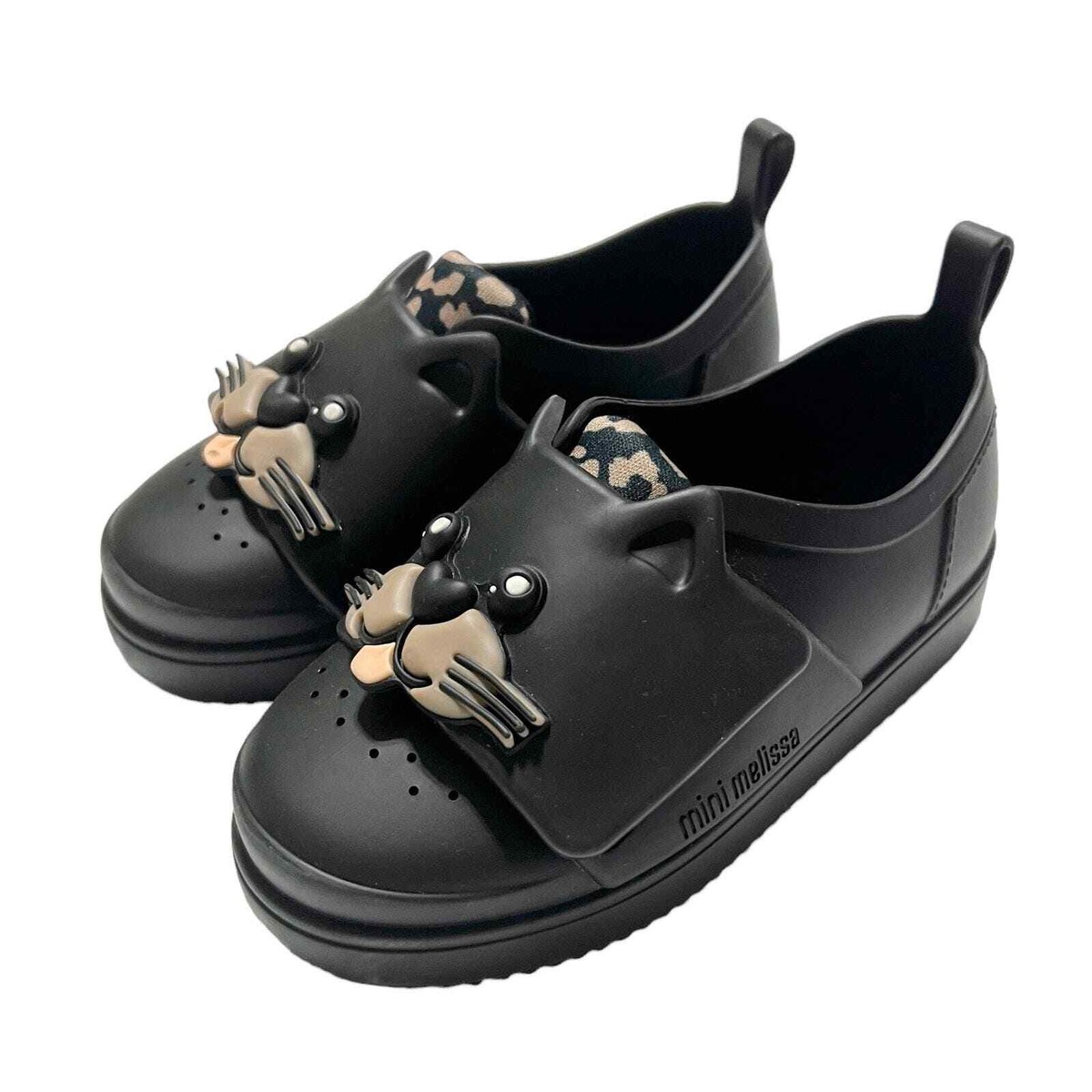 Mini Melissa Black Cat Jelly Trainer Shoes Size