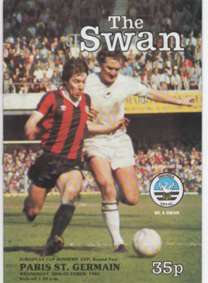 Fanion PSG Vs Swansea City – AFC Winners Cup 1983 – 10x9 Cm – Collection