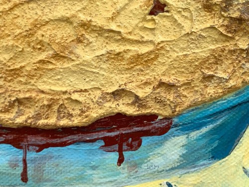 Pie on Glass Plate Original Painting Textured 3-D Effect Framed 9x12 by Sistak - 第 8/9 張圖片