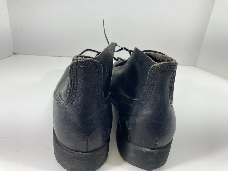 USN Marina de los Estados Unidos Zapatos de Cubierta de Vuelo Hombres 9.5 Ancho Cuero Negro Con Cordones al Tobillo De Colección 1989 Foto 4 de 4