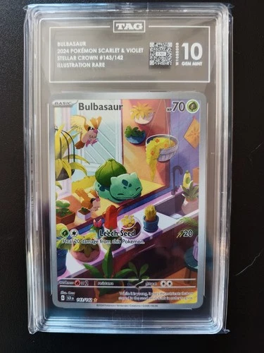 Pokémon TCG Bulbasaur Stellar Crown Illustration Holo Card 143/142 TAG 10