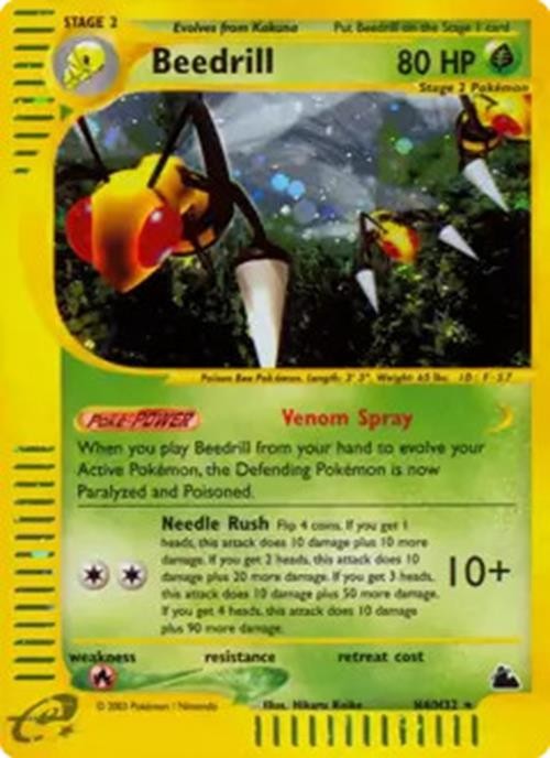 Beedrill - H4/H32 - Pokemon Skyridge Holo Rare Card MP