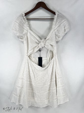 Gianni Bini White Eyelet Cutout Dress 12 Lace Knot Coastal Coquette NWT