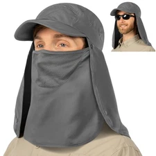 Fishing Sun Hats for Men with Neck Flap Cover Hiking Face Mask Outdoor Wide Cap
