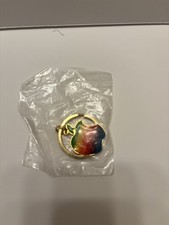 Vintage 1980's Apple Computer Rainbow Logo Key Ring Holder Advertising