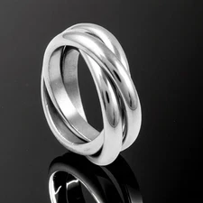 Tri Band Ring 3 Piece Ring Wedding Band Stainless Steel Biker Jewelry  47