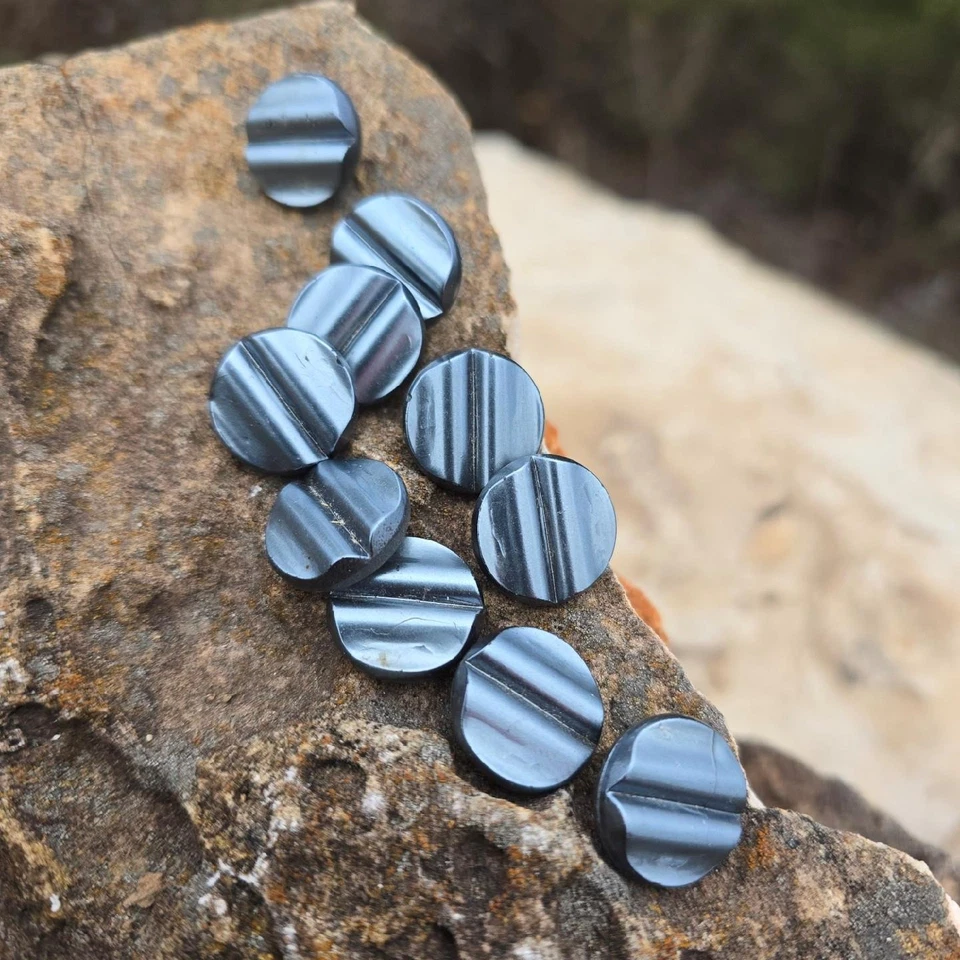 W. German Gray Lacquered Mid Century Sleek 1950's Vintage Glass Buttons - Image 3 of 4