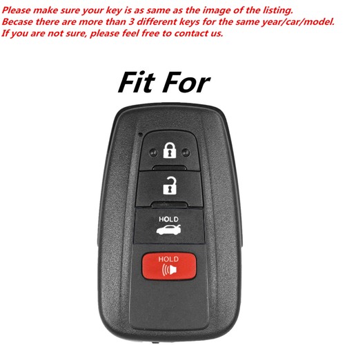 2Pcs Red Leather For Toyota Camry CH-R Prius 4 Buttons Smart Key Chain Fob Bag - Picture 2 of 4