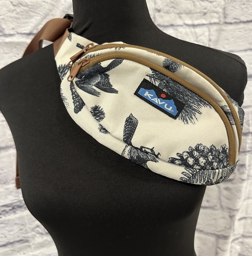 Kavu Rope Sling Cross Body Waist Pack Pinecone/Bird Pattern Cream One size - Picture 5 of 11