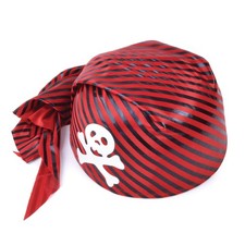 Pirate Skull Hat Red Black Bandana Skull and Crossbones