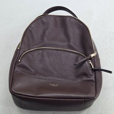 Radley Dallington Brown Leather Large Zip Round Backpack Bag Laptop Compartment