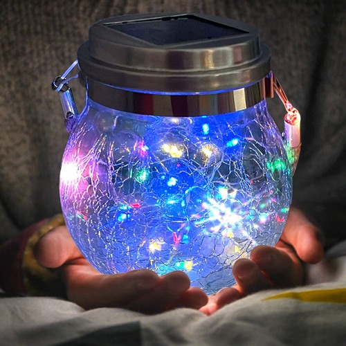 Outdoor Hanging Solar Lights, 2 Pack 30 LED Solar Cracked Glass Ball Lanterns... - Picture 3 of 7