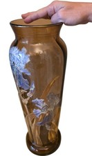 Ancien Vase En Verre Emaillé Montjoye