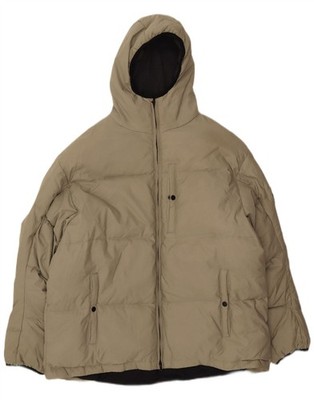 PEPE JEANS Mens Hooded Padded Jacket UK 40 Large Green Polyester DP17