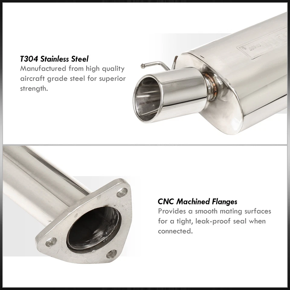 GODSNOW Dual Catback Exhaust Steel 65mm Pipe 4" Tip For 2009-2014 Acura TSX 2.4L Foto 2 de 4