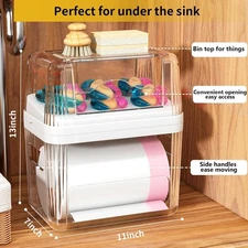 2-In-1 Trash Bag Holder Laundry Dishwasher Pod Container, Under Sink Storage Box