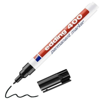 400 Permanentmarker schwarz 1 Stift feine runde Spitze 1 mm schnelltrocknend, re...