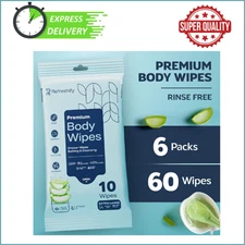 60 XL Shower Wipes – Body Wipes for Adults Bathing No Rinse – 6 Packs of 10 –...