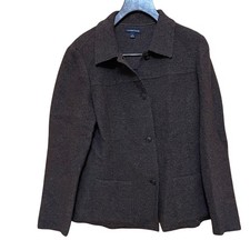 Lands' End Pure Wool Dark Brown Tweed Blazer. 10