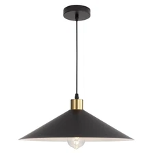 16 Inch Modern Black Pendant Light, Minimalist Cone Pendant Lamps for Kitchen...
