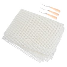 1Set Latch Hook Canvas Kit with Assorted Color Rug Mesh and Wooden Hook Tool
