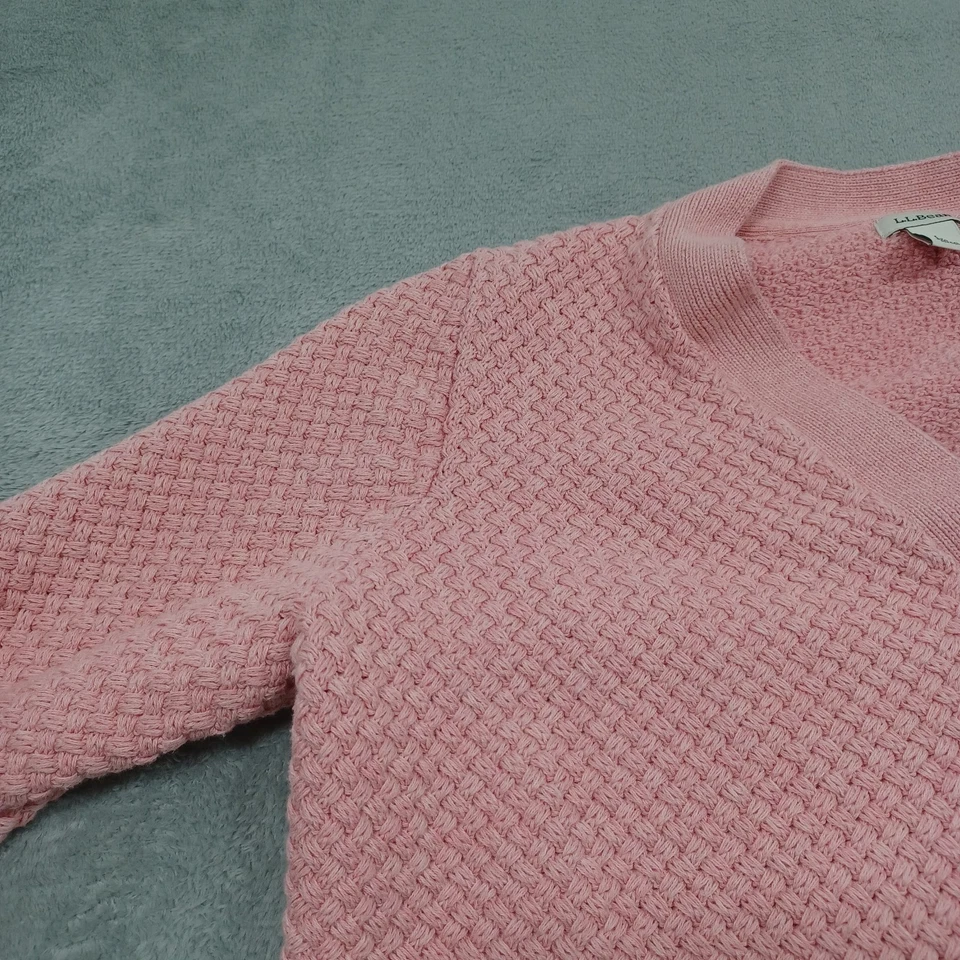 Suéter LL Bean Mujer Grande Rosa Cárdigan Tejido Abotonado Exterior Foto 2 de 4