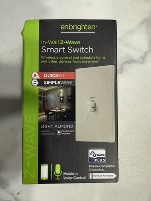 Enbrighten In-Wall Z-Wave Smart Switch SimpleWire Light Almond Almond ZW4009