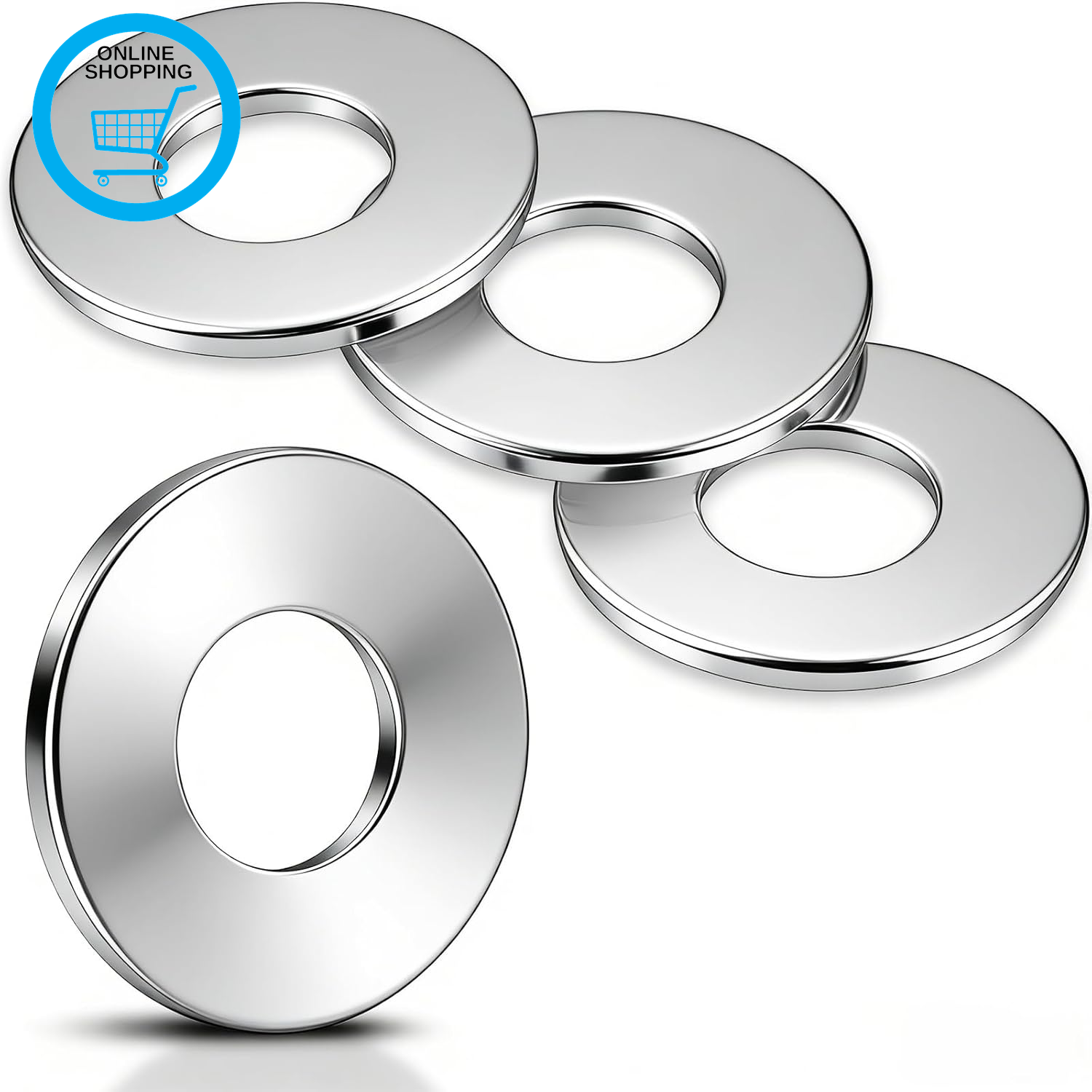 50Pcs M8 Stainless Steel Washers for Bolts and Screws - 304 Grade Silver Metal F