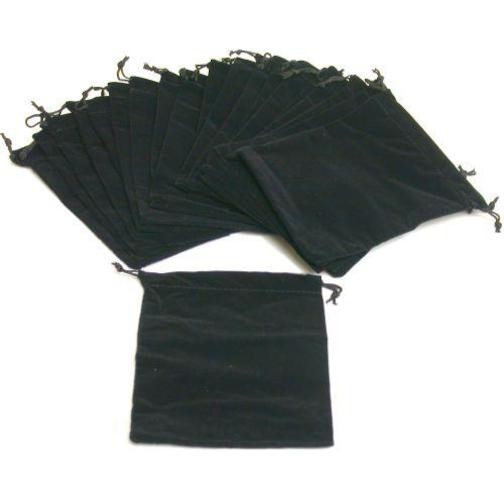 20 Black Velvet Drawstring Jewelry Pouches 4 1/4"
