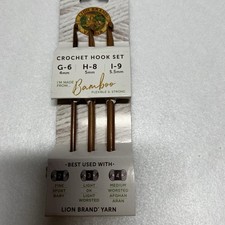 Lion Brand Bamboo Crochet Hook Set Sizes G/4mm, H/5mm, I/5.5mm 401-1702