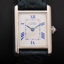 Cartier Tank Must Turquoise Leather 22mm Silver Watch 2416