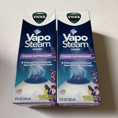 (2) Vicks VapoSteam Lavender  Liquid with Camphor Cough Suppressant 8oz Ex 12/26
