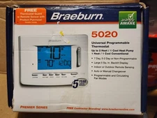 Braeburn 5020 Universal 7-Day Programmable Thermostat 2 Heat/ 1 Cool Heat Pump