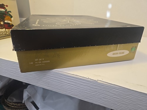 Vtg 1960s Libbey Golden Foliage Frosted Tumblers Glasses 14 oz Set of 8 Box - Picture 11 of 14