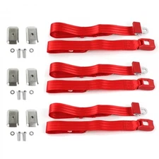 Mercury Eight 1949 - 1951 Standard 2pt Red Lap Bench Blt Kit w/BKTS 3 Belts 