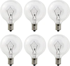 Wax Warmer Bulbs 6 Pack, G50 25 Watt Light Bulbs for Full Size Scentsy Warmers,