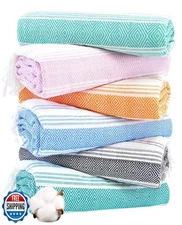 Genovega 6 Oversized Turkish Beach Bath Towel Set Bulk 74"x38" Extra Large Sa