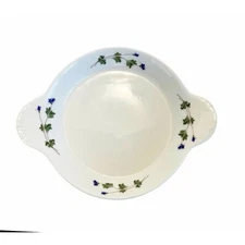 LE CORDON BLEU BIA White Round Ceramic Au Gratin Baking Dish Hand Painted Floral