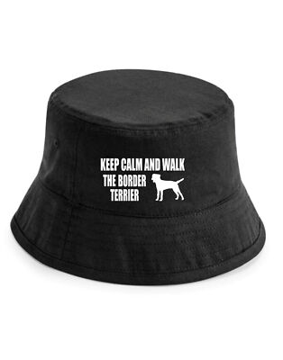 Keep Calm & Walk The Border Terrier Fischerhut Hundeliebhaber Geschenk für Männer & Damen