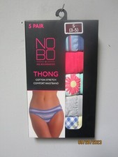 No Boundaries Women's 5-Pair Cotton Stretch Thong Underwear Size S 3-5 