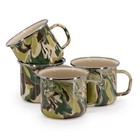 Golden Rabbit Enamelware 24 oz Camouflage Camo Pattern Grande Mug, Set of 4