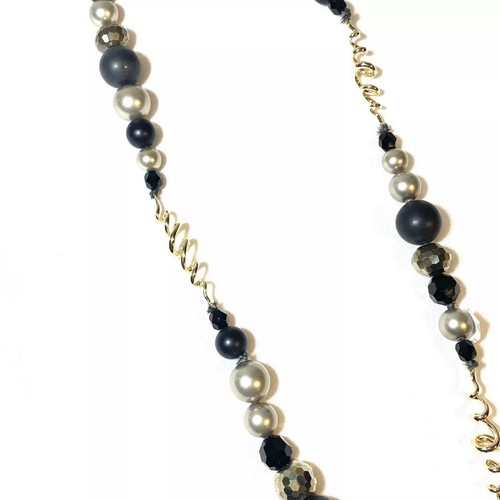 ALEXIS BITTAR Pearl Beaded Statement Necklace Black Silver Gold (MSRP $285) - Picture 2 of 6