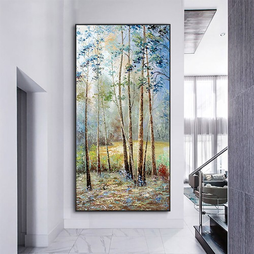 Handmade White Birch Forest Oil Painting On Canvas Abstract Landscape Painting - Picture 1 of 9