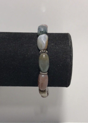 Sterling Silber 925 Achat Perlen Armband 7,75'' Knebelverschluss