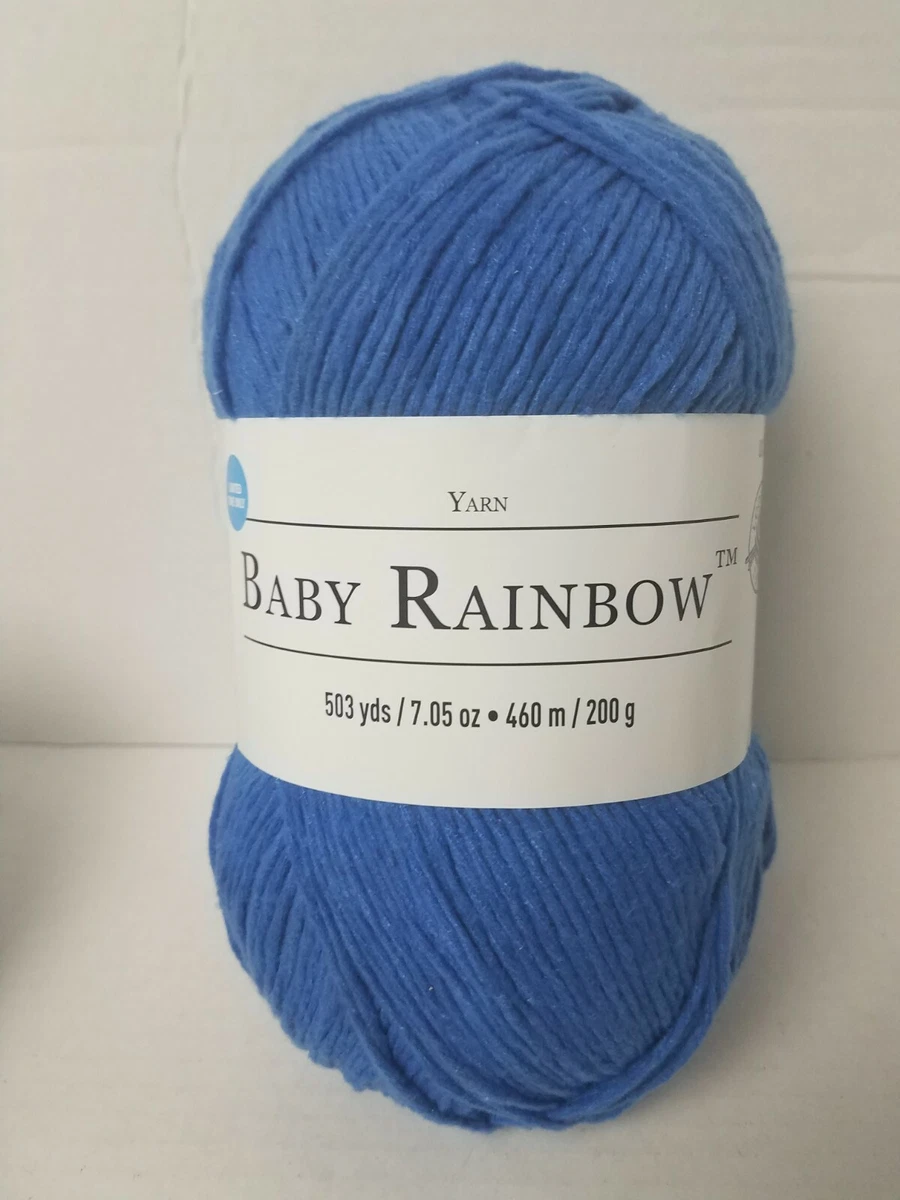 Lot of 3 Loops & Threads Baby Rainbow Yarn Bright Blue 503 yds 7.05