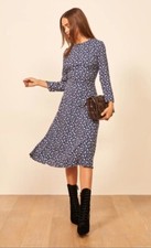 Reformation Monterey Blue Floral Midi Dress Size 14