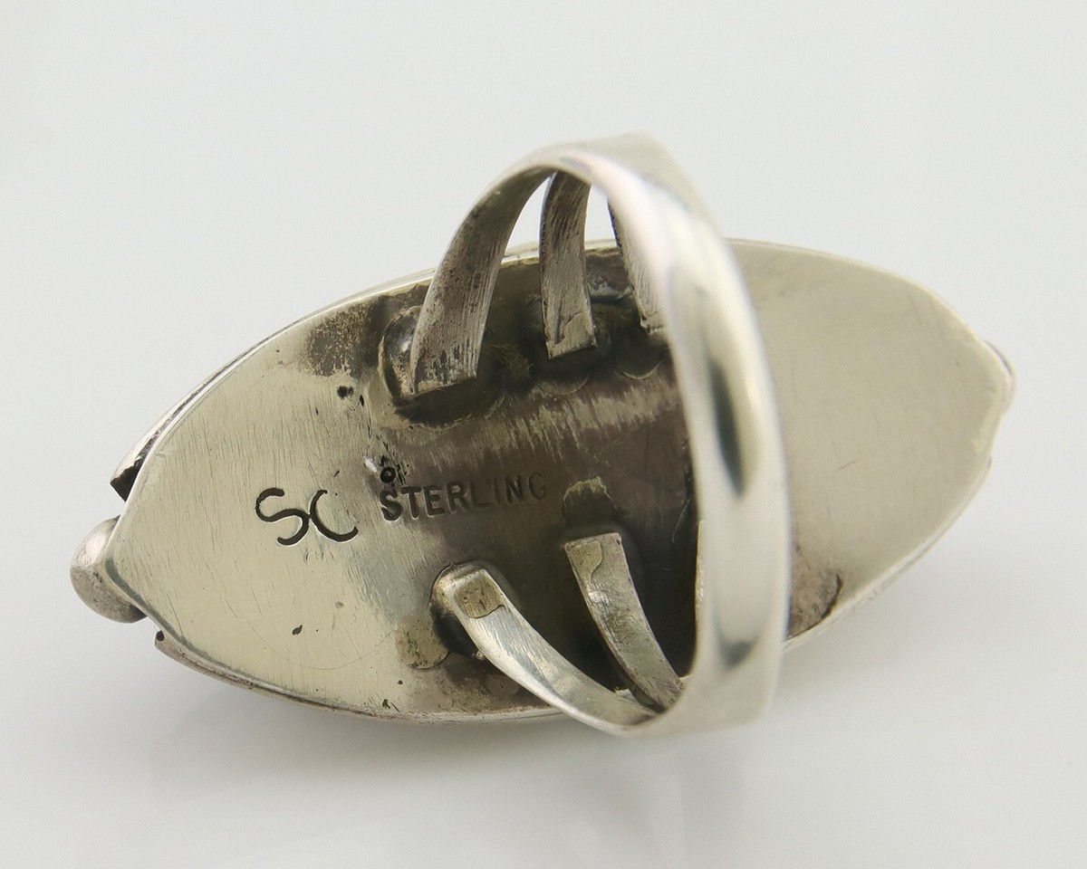 nach コッカトゥー リング　美品♡ Navajo Handmade Ring 925 Silver Black Onyx Artist Signed SC